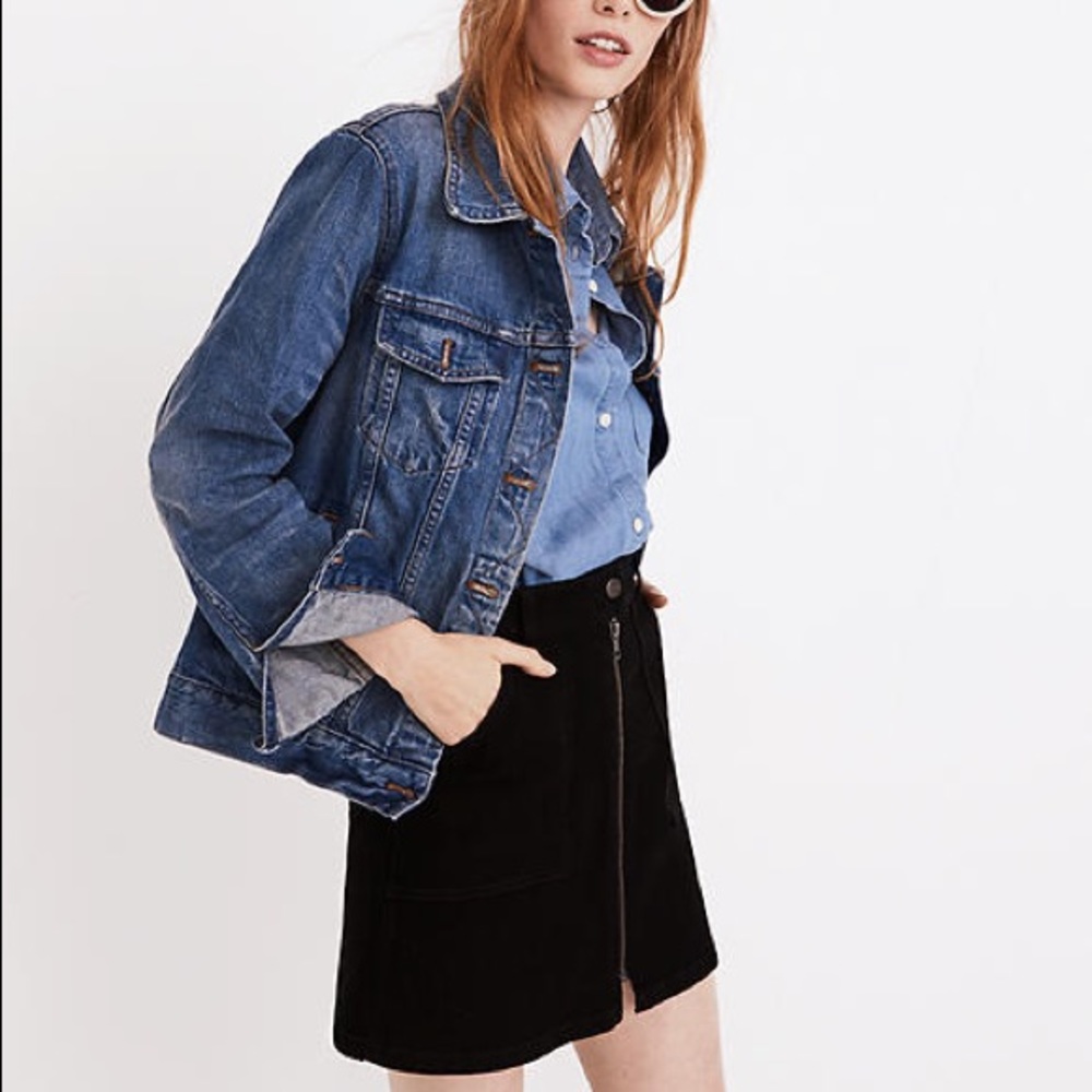 Madewell Black Mini Skirt with Front Zip
